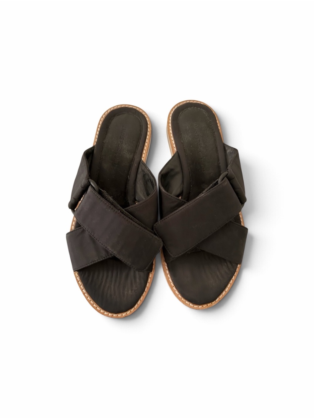 James Perse Black Crisscross Slide Sandals
